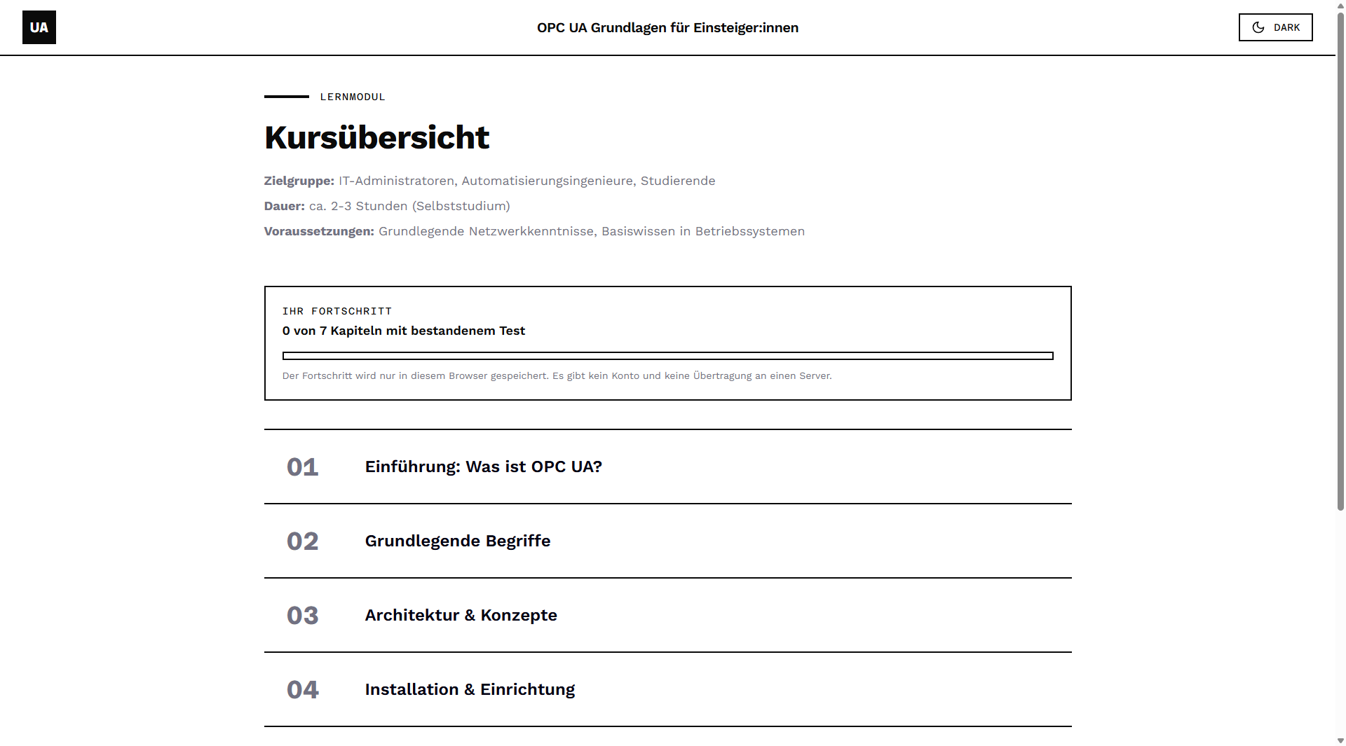Screenshot der Startseite von ohmyopc.ch